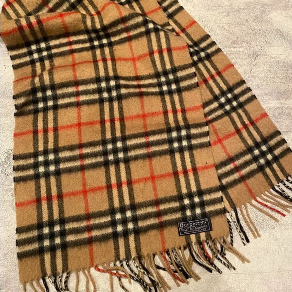 Authentic Vintage Brown Burberry Scarf 100% Cashmere